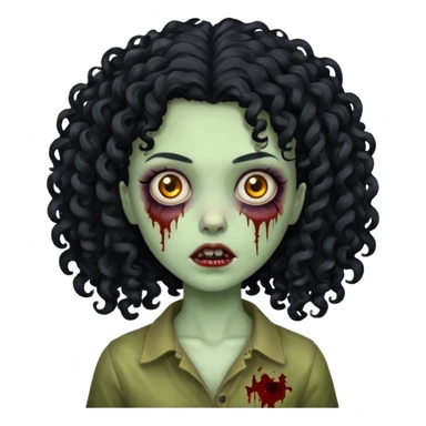 girl zombie with big black curly hair  sticker