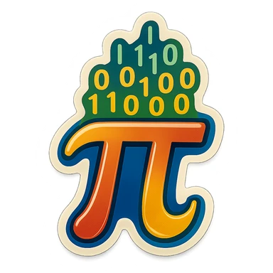  combine the π (pi) math symbol, binary code emerging from it. sticker