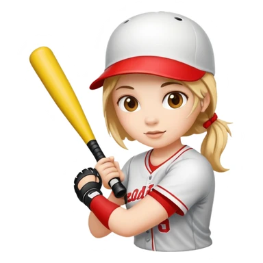 Cute girls playing softball sticker