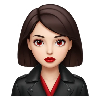 brunet in cuir coat with red lips and black eyes sticker
