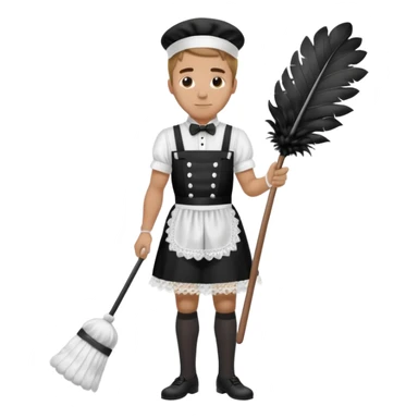 Full body profile Man French maid uniform sticker