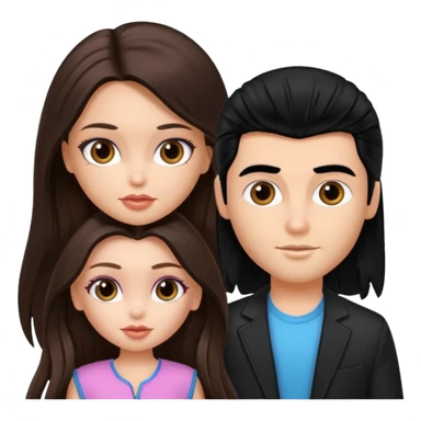 a pretty fair bratz girl with long brown hair and white bratz man with black hair sticker