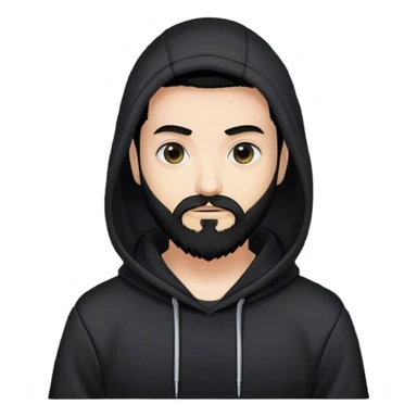hackeur blanc cheveux noir barbe et capuche noir à côté d'un server ia sticker
