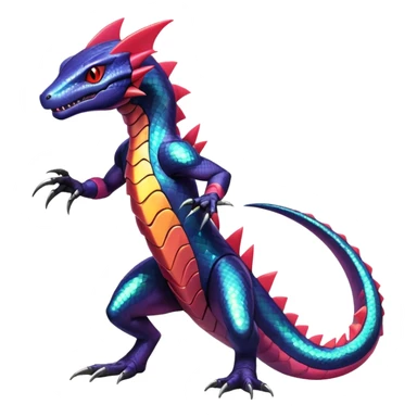 Shiny Exotic Colorful epic Salandit-Genesect-Koraidon-Fakémon-hybrid-creature (full body)  sticker