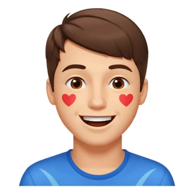 A guy with kiss mark all over his face acting crazy sticker