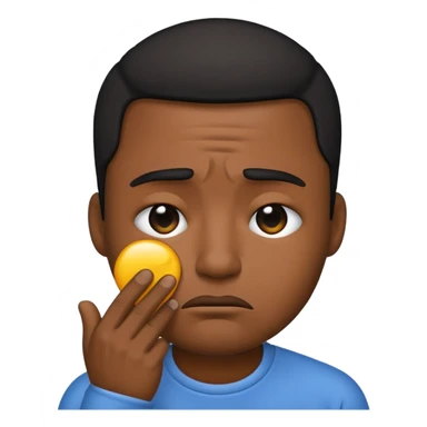 Black man emoji shedding a tear with a frown sticker