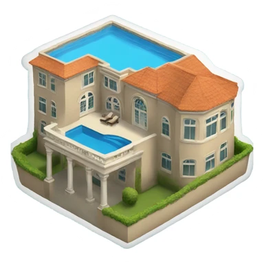 a mansion with a pool sticker