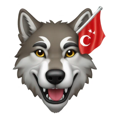 a wolf with a mask and a flag of Türkiye sticker