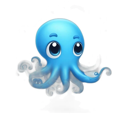 cute blue kraken with adorable face with many hearts sticker