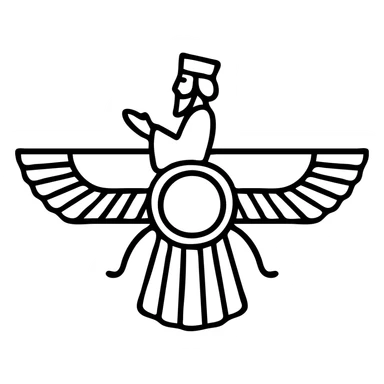Cyrus the Great foruhar symbol, bold outlined icon, simple and recognizable, black and white sticker