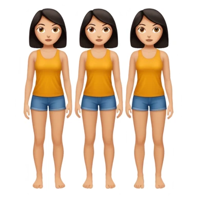 white woman dark hair full body multiple turnarounds sticker