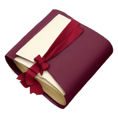 open book with burgundy bow and lipstick sticker
