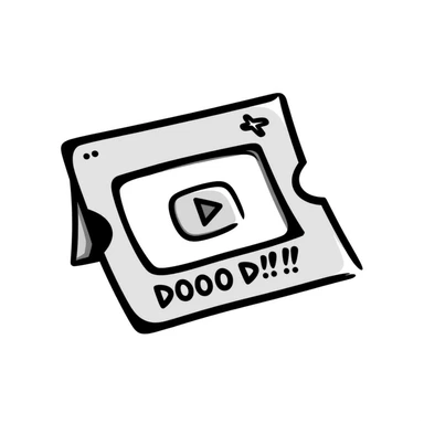 lottery scratcher ticket with a plus sign and YouTube play button, playful sticker