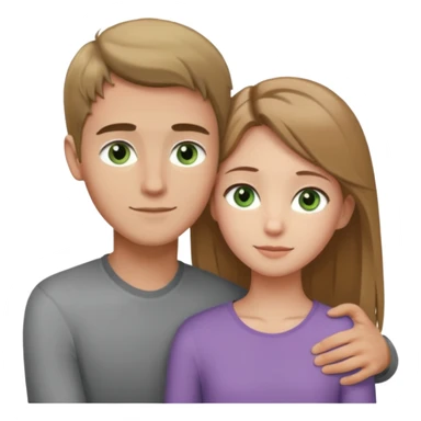 Slender handsome young tall man and young medium height girl hugging, they have light gray-green eyes and light brown hair, barely tanned Caucasian skin sticker