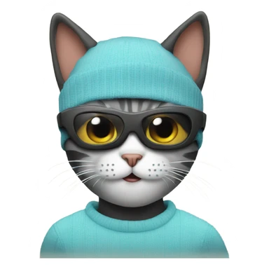 cat wearing ski mask sticker