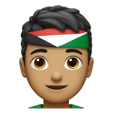 A little boy with Palestine flag sticker