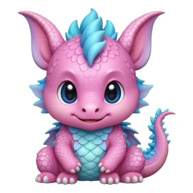 A cute kawaii blushing chibi baby pastel dragon sticker