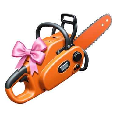 realistic chainsaw with a pink bow sticker