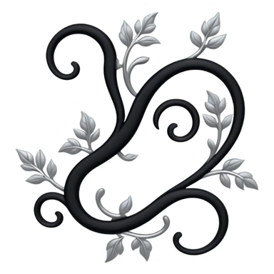Black and silver filigree vine design, 3D, extremely detailed design sticker