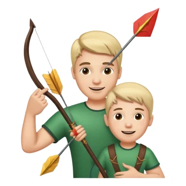 cheerful man with his kid and an arrow above the man's head sticker