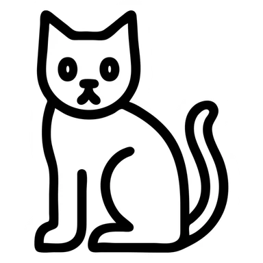 sitting cat icon, minimal, geometric shapes, modern icon style sticker