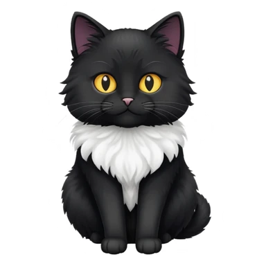 black cat with white bottom, sitting pose sticker