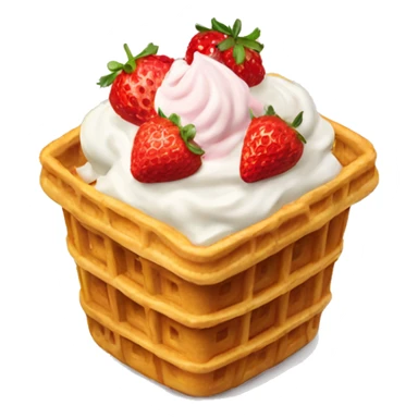 waffle basket with strawberries and cream sticker