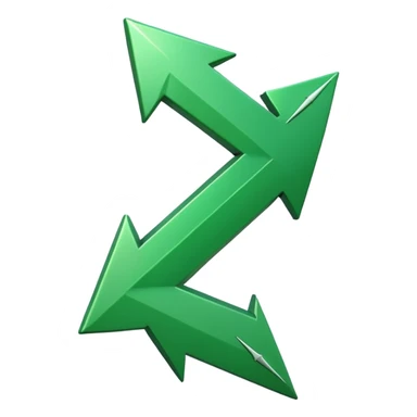 iOS-style 3D emoji: glossy green arrow pointing upward. sticker