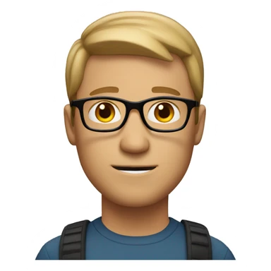 White man with light brown short hair and glasses sticker