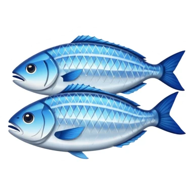 Fish dishes avatar in bright emoji-style illustration. Grilled fish, fillets, and seafood, blue and silver tones, simple shapes, flat design, fresh and flavorful. sticker