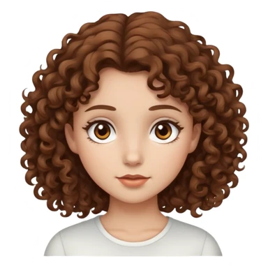 Brown curly hair girl with brown eyes and white skin tone sticker
