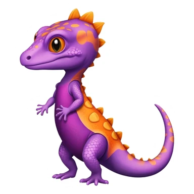 Gecko color purple and orange wearing a dress sticker