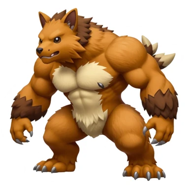 Stocky Quadrupedal Thick-furred Muscular Mountainous Pokémon-Fakémon-Digimon-Creature, (full body) sticker