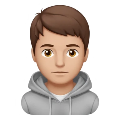 Uomo adulto barbuto capello moro occhi marroni metà busto e vestito con una felpa grigia e maglietta bianca sticker