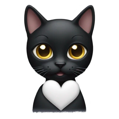 Black cat with white heart eyes sticker