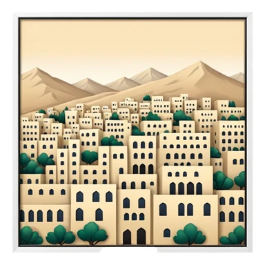 little city and many, small, ordinary, simple, home, Iranian-style, 1980  sticker