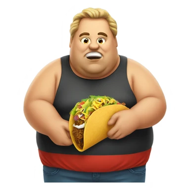 fat man eating taco sticker
