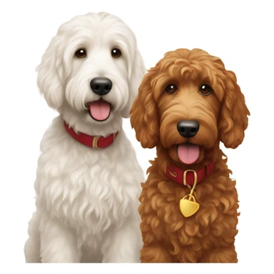 2 golden doodles (one red and one white) sticker