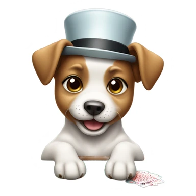 A puppy playing poker  sticker