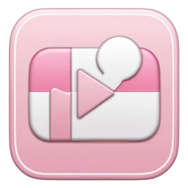 Símbolo do YouTube em tons rosa claro e branco com contorno branco, efeito adesivo, estilo emoji de iPhone. sticker