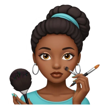 Hyper Realistic black girl doing make up sticker