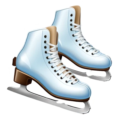 An icon showing In the background, twinkling lights, winter trees, and cheering spectators create a festive atmosphere. a pair of elegant ice skates gliding across a smooth, frozen rink with snowflakes in the air. Transparent background highlights the grace and charm of ice skating. sticker