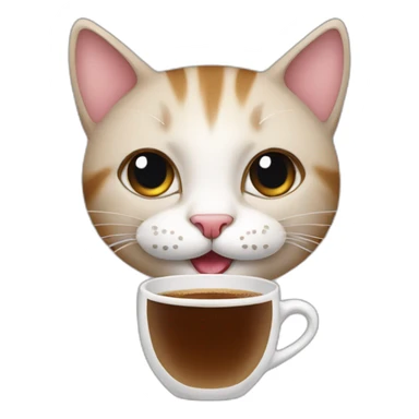 cat smile with coffee sticker