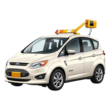 white ford car c max being towed sticker