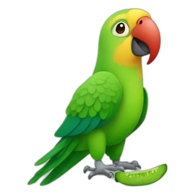 A parrot with cucumber sticker