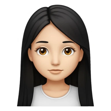 make a girl emoji with straight long black hair and blonde highlights and brown eyes with pretty eyelashes wearing a white top sticker
