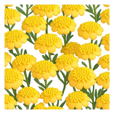 3D iOS style, cartoon, very rounded and soft yellow yarrow flower, no faces, no smiles, natural expressive volume sticker
