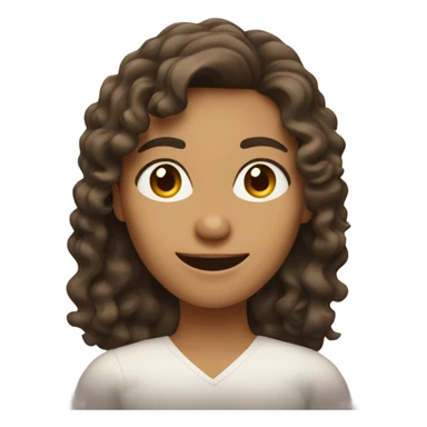 a woman with wavy hair and brown eyes with a thumbs up sticker