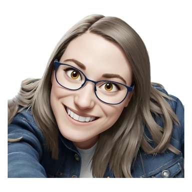 girl smiling in denim jacket sticker