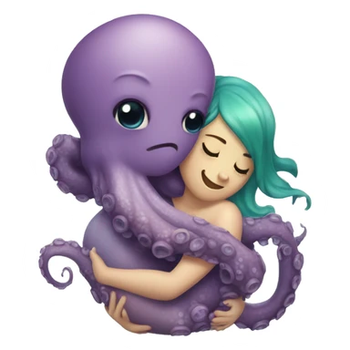 octopus hugging mermaid sticker